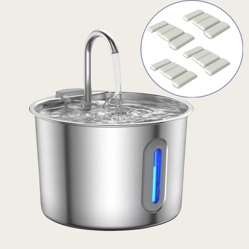 Fontaine à eau en inox 2,2 L pour chats et petits chiens