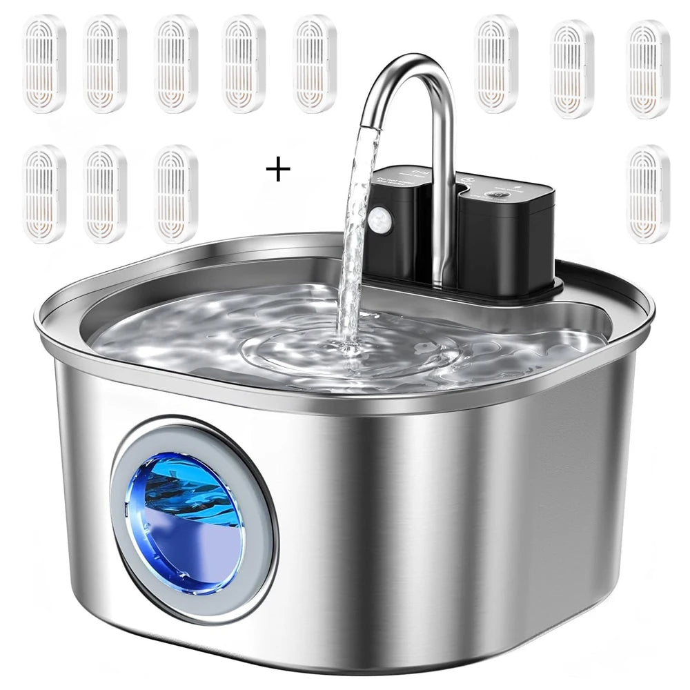Fontaine à eau sans fil en inox 3 L – Batterie rechargeable