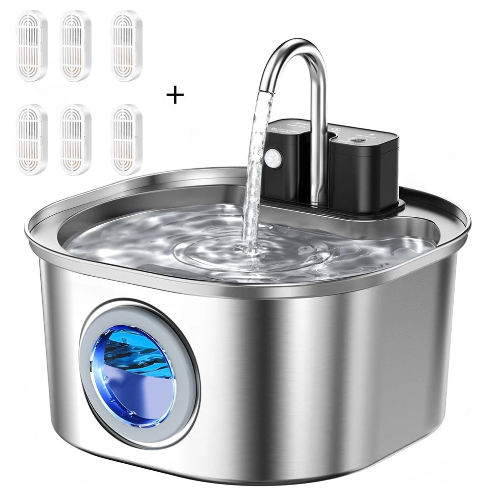 Fontaine à eau sans fil en inox 3 L – Batterie rechargeable