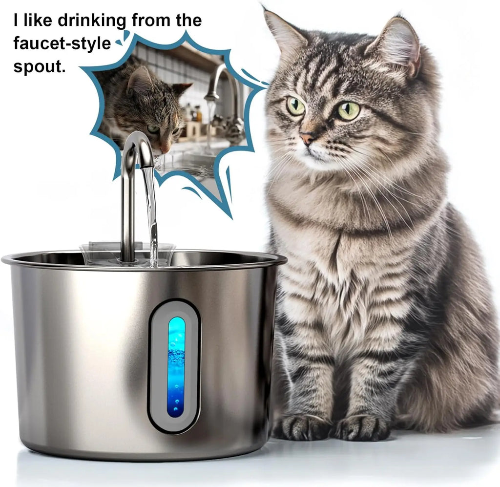 Fontaine à eau en inox 2,2 L pour chats et petits chiens