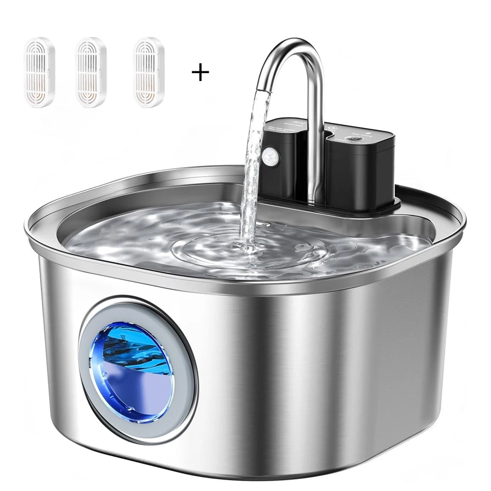 Fontaine à eau sans fil en inox 3 L – Batterie rechargeable