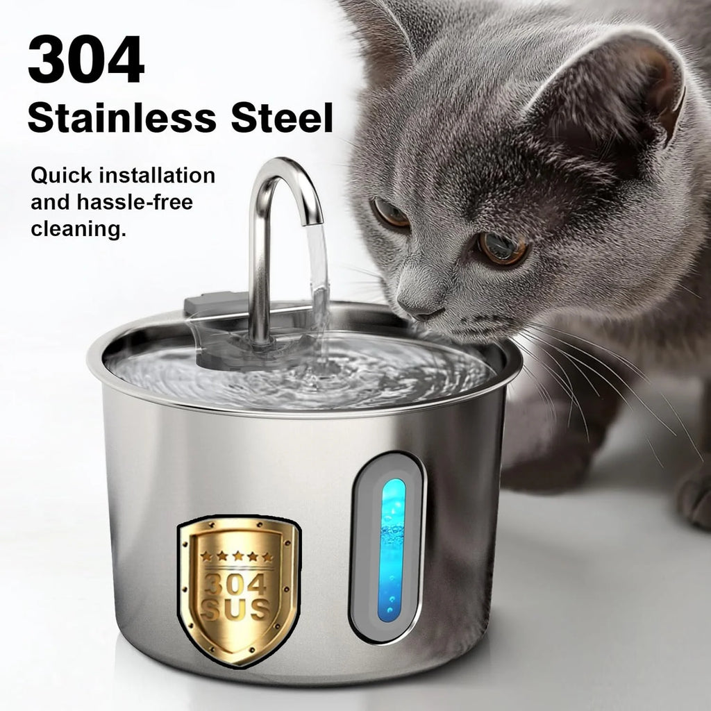 Fontaine à eau en inox 2,2 L pour chats et petits chiens